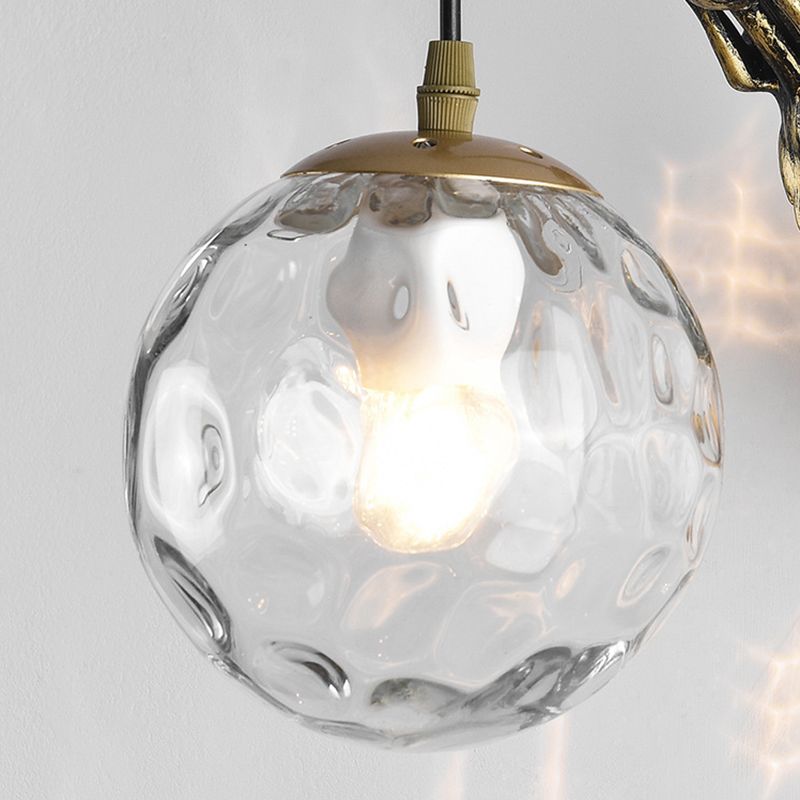 Industrial Style Globe Shape Wall Sconce Glass 1 Light Sconces for Bedroom