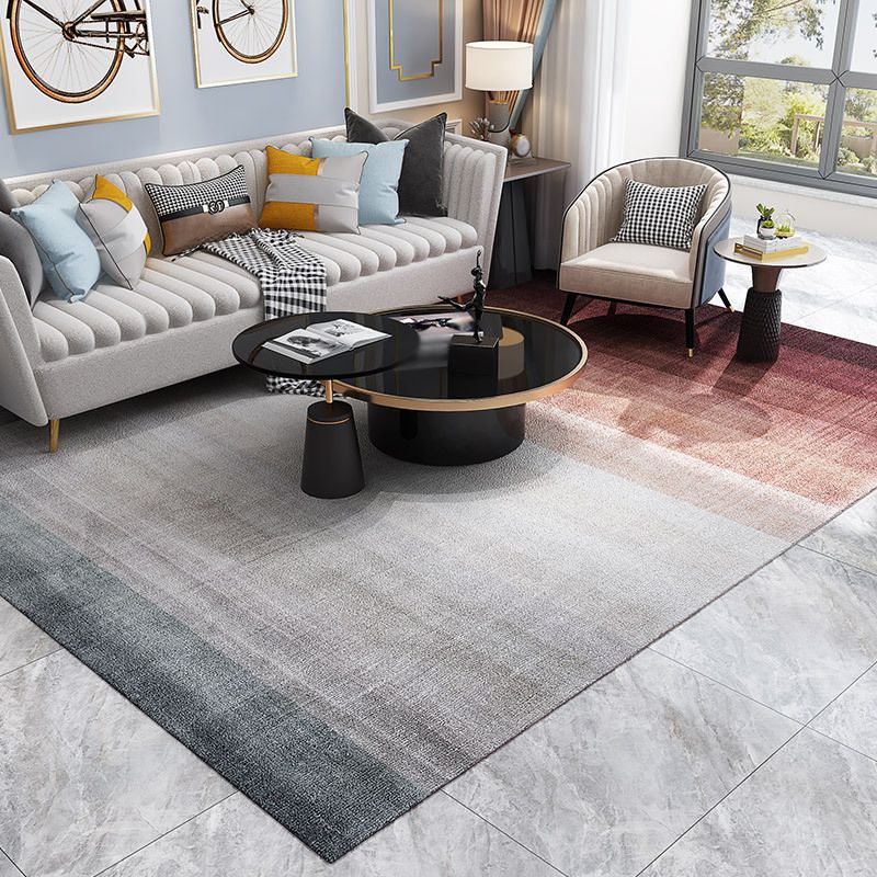 Orange Modern Rug Polyester Gradient Ramp Rug Non-Slip Backing Rug for Drawing Room
