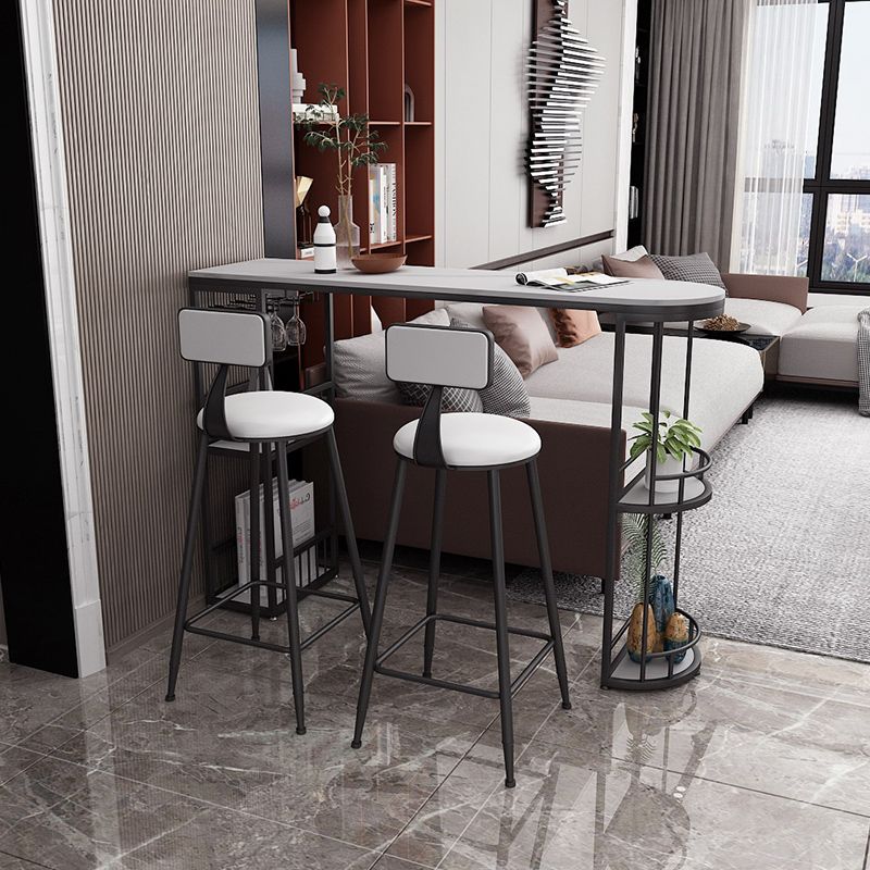 Glam Style Cocktail Bar Table 42-inch Height Metal Base Bar Storage Table