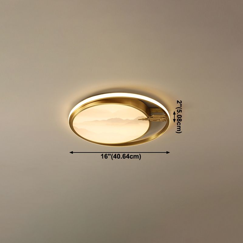 Geometry Shape Flush Mount Lamps Modern Metal 2-Light Flush Lights in Gold