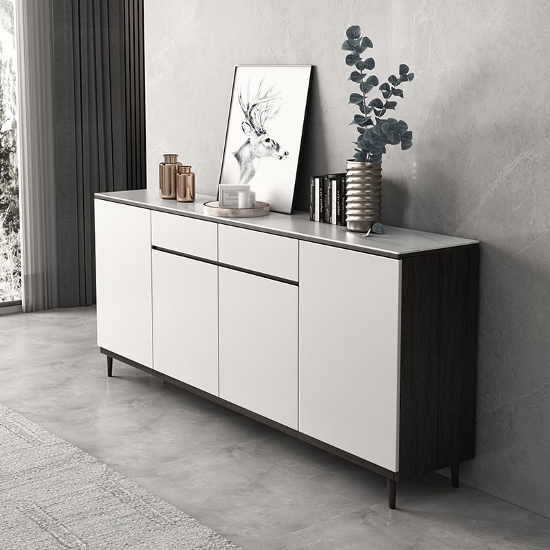 2 Drawers Wood Doors Sideboard Modern 33.5" High Side Board for Kitchen