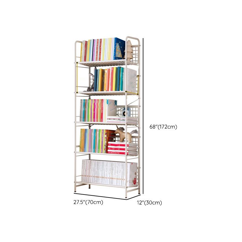 Standard Open Back Bookshelf Metal Metal White Contemporary Bookcase