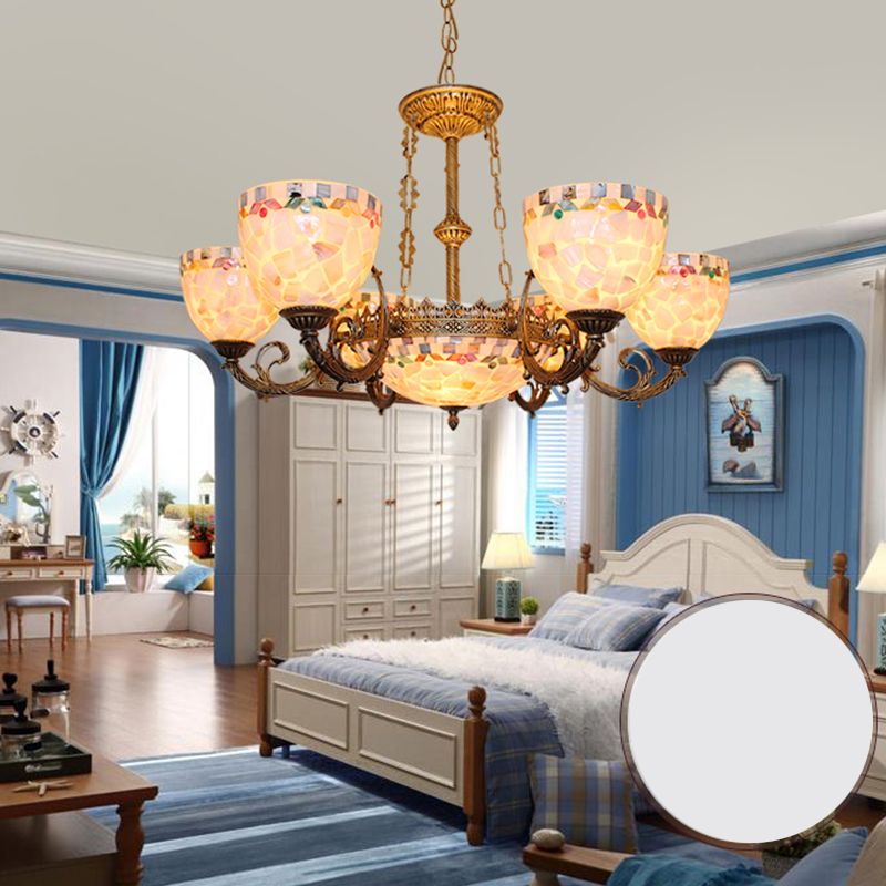 Lustre en bronze en vitrail