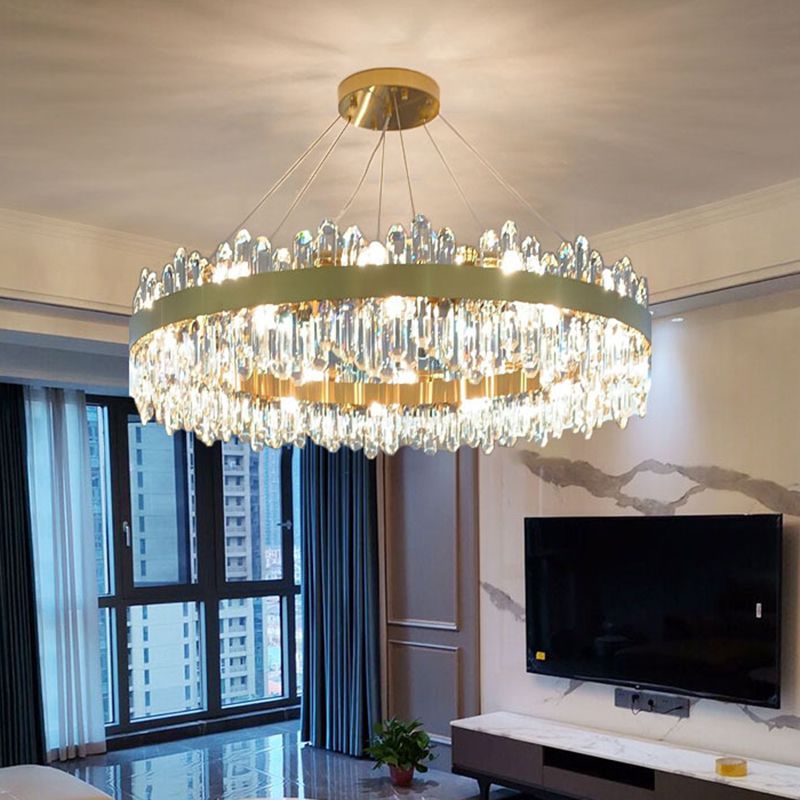 Light Luxury Style Round Hanging Pendant Lights Crystal Pendant