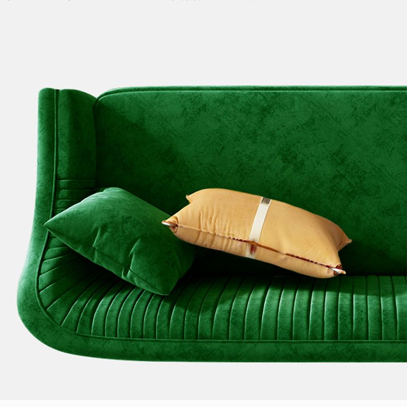 Glam Sewn Pillow Back Living Room Slipcovered Sloped Arm Seating