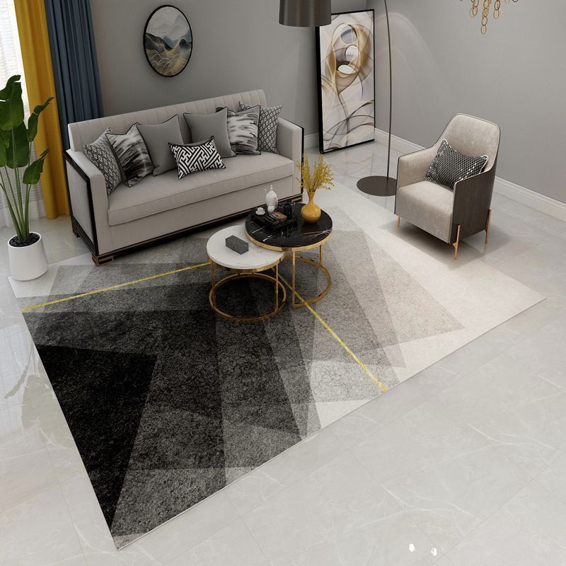 Contemporary Gray Rug Polyster Novelty Carpet Non-Slip Indoor Rug for Living Room