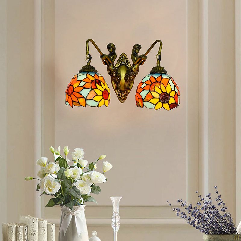 Tiffany Jar Vanity Light Fixtures Glass 2-Light Vanity Lighting