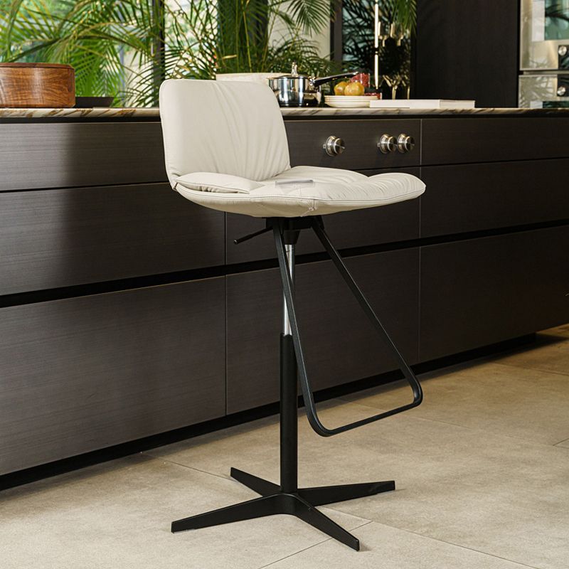 Industrial Style Adjustable Bar Stool Leather Counter Bar Stool for Home