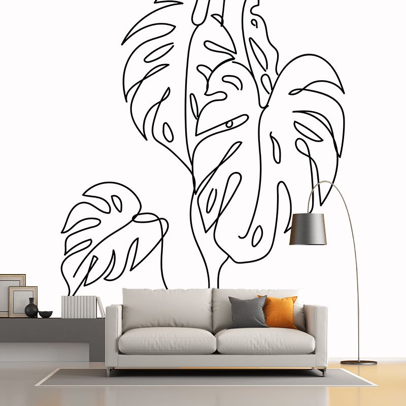 Illustration Plant Pattern Mural Stain Resistant Living Room Wall Mural