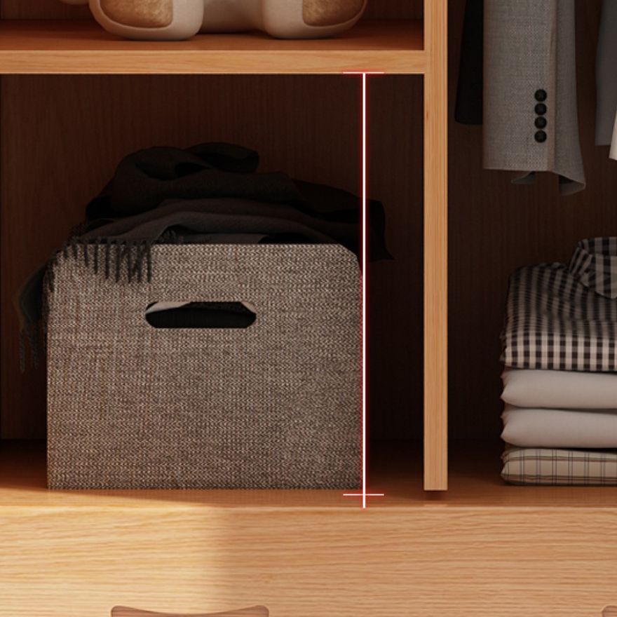 Modern Natural Solid Wood Wardrobe Freestanding Wardrobe with Self Close Drawers