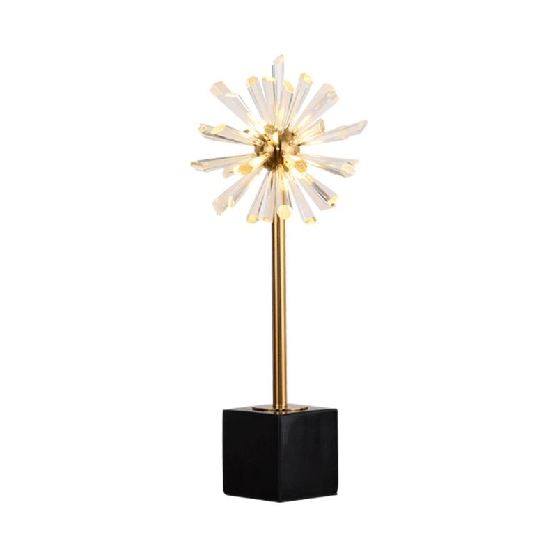 6 Heads Stamen Task Light Modern Faceted Crystal Nightstand Lamp in Gold with Marble Base