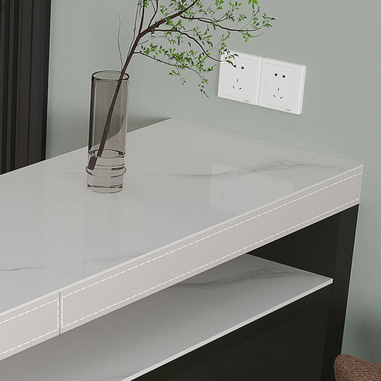 Industrial Counter Height Set 1/2/3 Pcs Stone and Leather Bar Table with Backless Stools