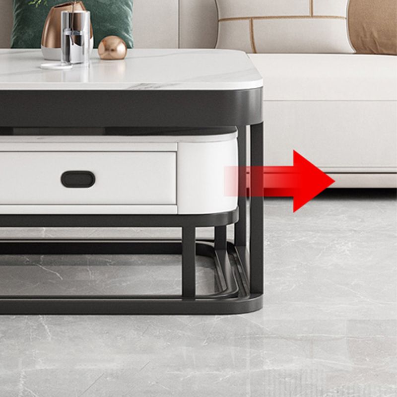 Frame Square Coffee Table Set Glam Nesting Coffee Table Set with Drawer