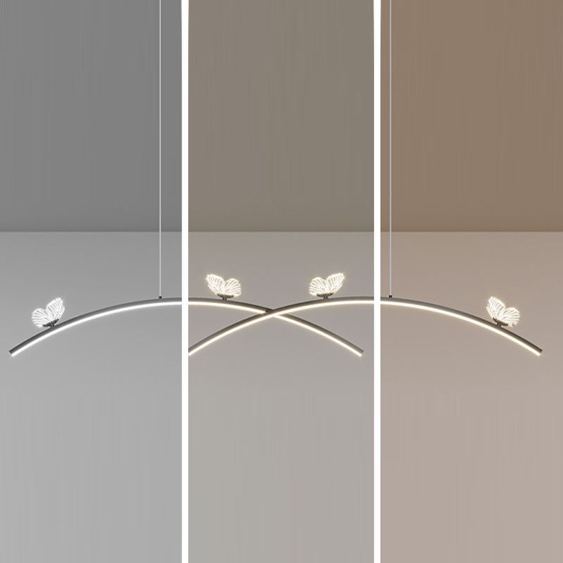 Estilo minimalista moderno colgante de clúster lineal metal de luz 2 luces de clúster para sala de estar