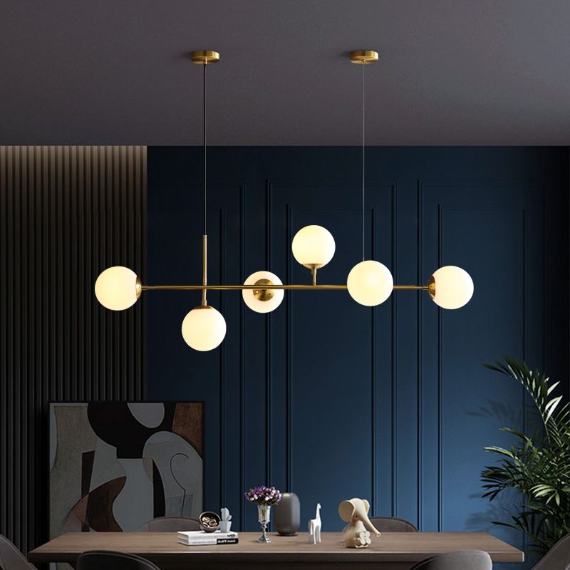 Round Dinning Room Island Pendant Light Glass Minimalist Style Hanging Island Light