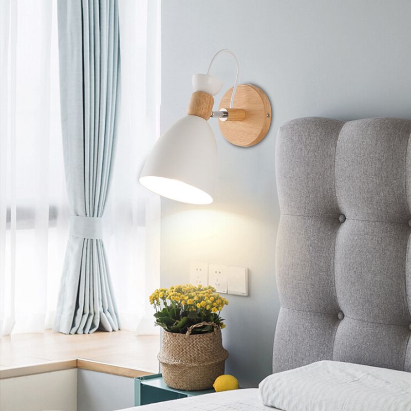 Camera da letto a forma di cupola luce parete metallica e lampada da parete in legno per macuon