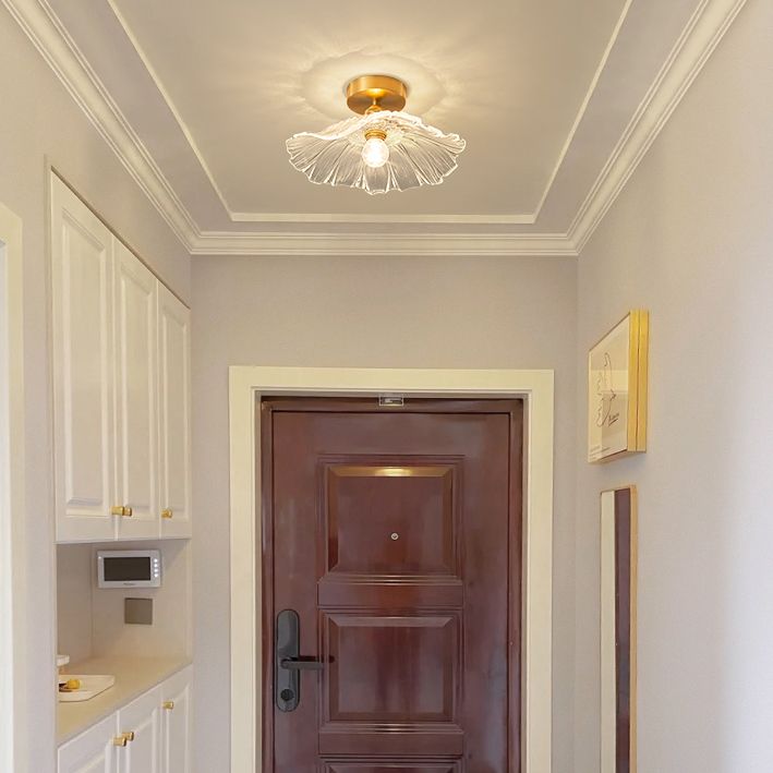 1-Light Ceiling Light Modern Ceiling Mount Light with Glass Shade for Bedroom