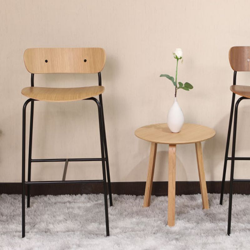 Industrieller, schlichter Barhocker aus Eisen, Restaurant-Hocker mit Holzsitz, 1 Stück