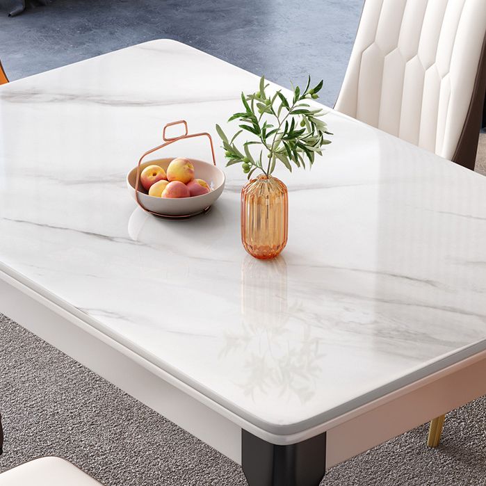 Mesa de comedor de piedra sinterizada de mediados de siglo, mesa rectangular con base de 4 patas para el hogar