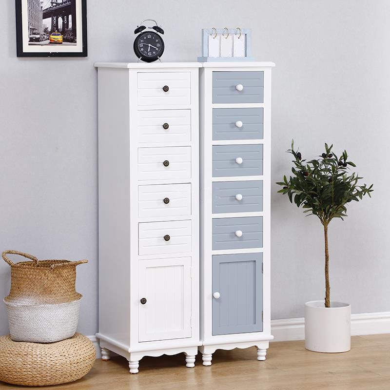 Nautical Vertical Solid Wood Storage Chest Bedroom Chest with Drawers