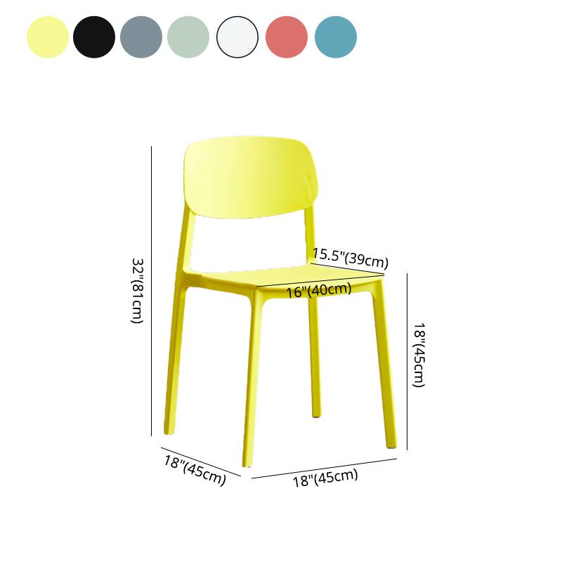 Silla lateral de comedor con respaldo abierto contemporáneo, sillas sin brazos de comedor de plástico para el hogar