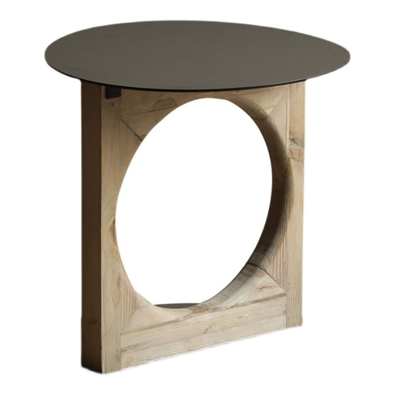 Solid Wood Rustic End Table Living Room Round Side End Table