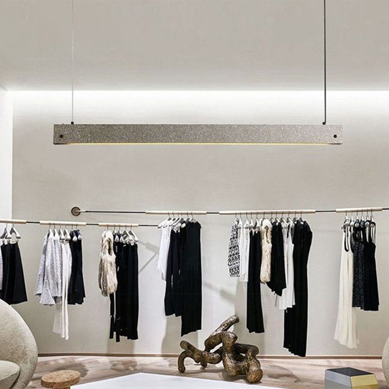 Rechthoekige lineaire hanglamp moderne stijl cement eetkamer led suspensie verlichtingsarmatuur in grijs