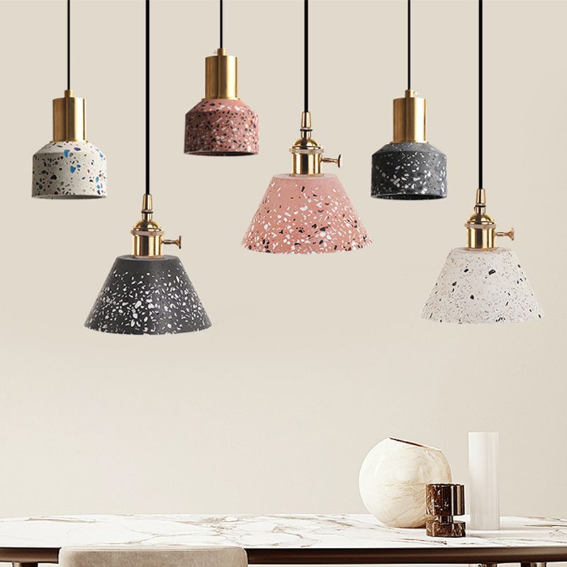 1 Light Pendant Lighting Modern Style Geometric Shape Stone Hanging Lamp for Bedroom