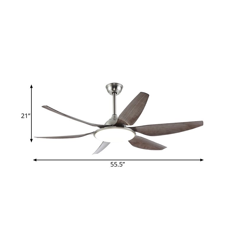 Circle Metal Hangende ventilatorlamp Hedendaagse LED LEDE ROOP SEMI SEMI VOILIG PLIFT LIMMTER IN NICHTE MET 6 BLADES, 55,5 "Breedte