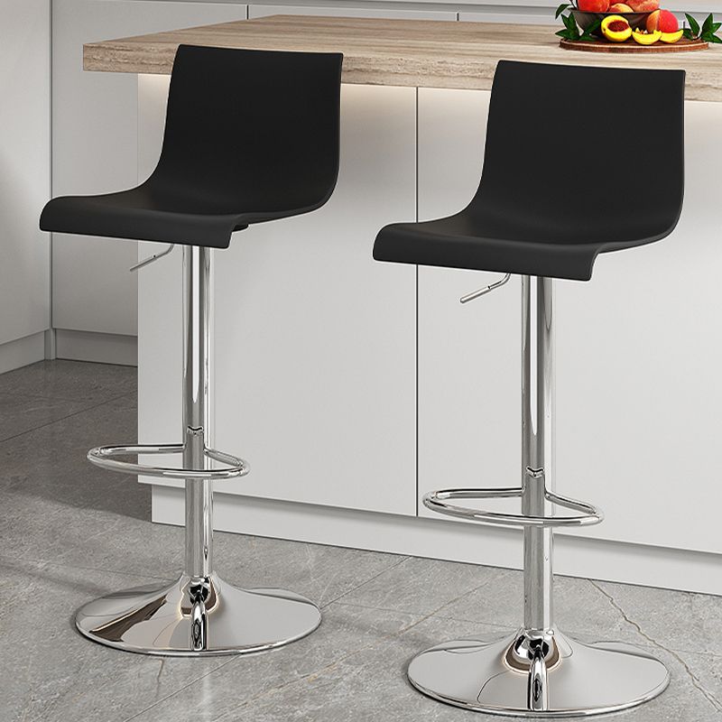 Modern Adjustable Height Swivel Plastic Low Back Bar Stool with Footrest