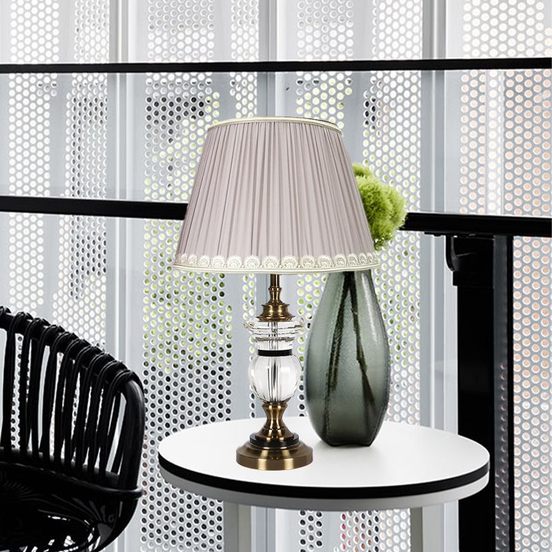 Luz de escritorio con curvas Modernismo transparente de cristal 1 lámpara de mesa nocturna de bombilla en luz púrpura