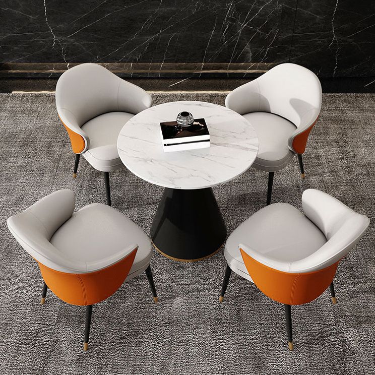 Round Dining Table with Pedestal Base Traditional Luxury Stone Top Table for Home