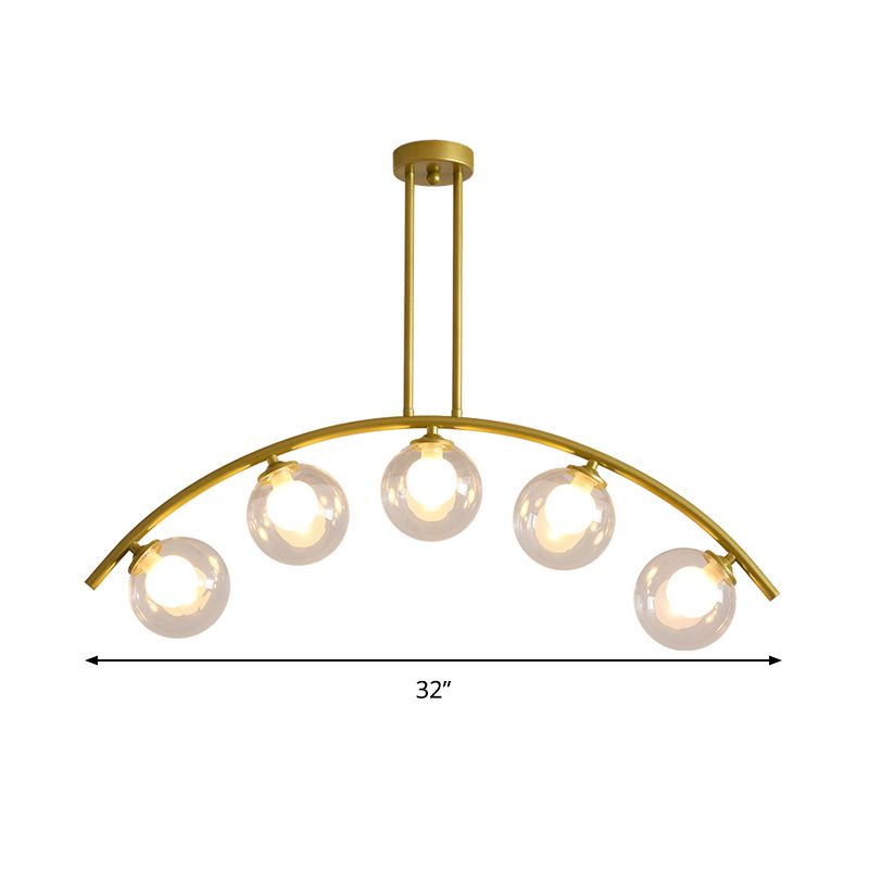 Metal Arc Design Chandelier Lighting Modernist Style 5/7/9 Lights Ceiling Pendant Light with Clear/White Glass Ball Shade