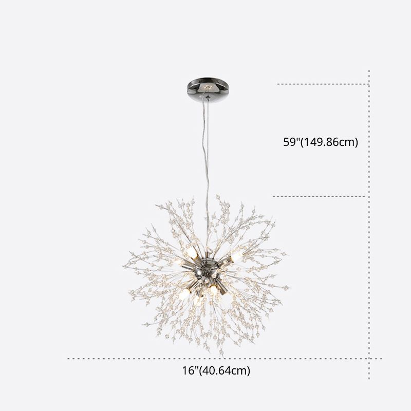 Contemporary Simplicity Style Dandelion Chandelier with Crystal Beads Shade Home Decorative Lighting Fixture for Dining Room