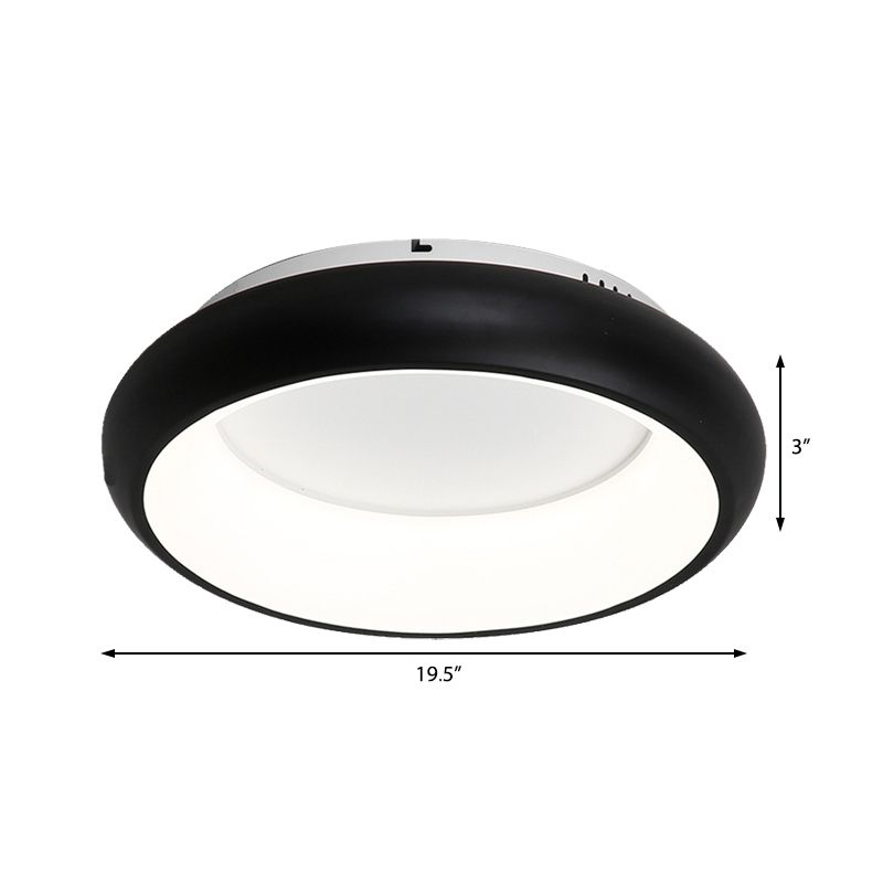 19.5"/25.5" W Donut Flush Mount Lighting Macaron Metal and Acrylic Integrated Led Flush Lamp in Black/Green/Gold/White