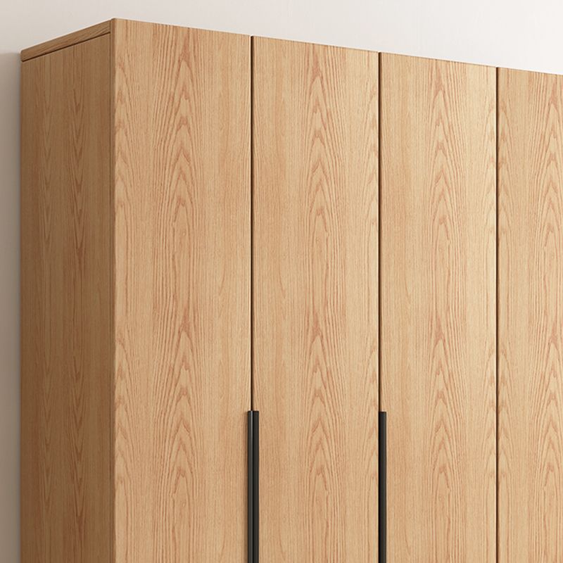 Contemporary Freestanding Natural Wardrobe Oak Solid Wood Wardrobe with Shelves