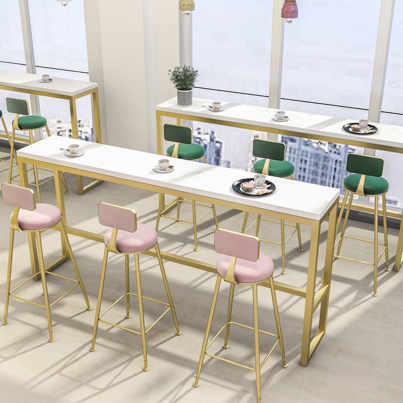 Modern Bar-height Table White Stone Top Fixed Pub Table for Patio