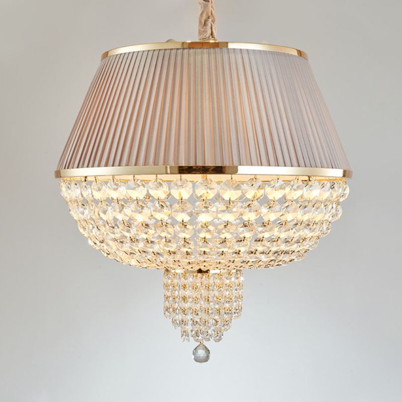 5 lumières Lumières de plafond en dôme simple style bleu / gris Crystal Strand Pendant Light