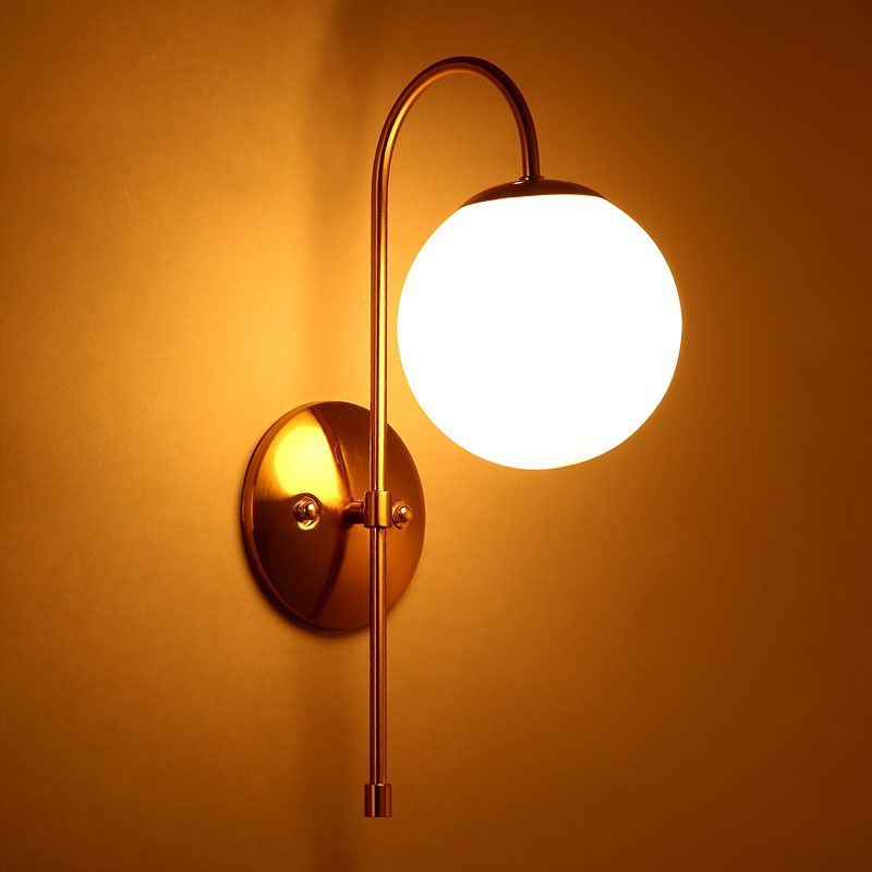 Single Golden Modernism Wall Mounted Sconce Glass Shaded Wall Light for Foyer