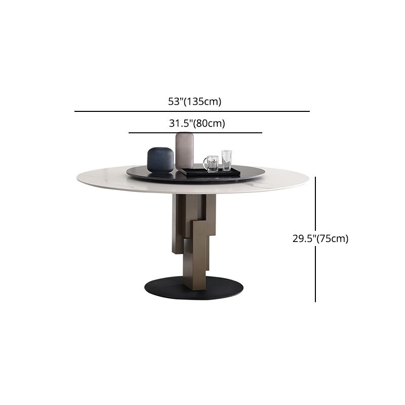 Modern Dinette Set 1/3/4/5/7 Pieces Round Sintered Stone Dining Table Set with Turntable