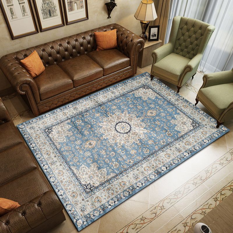 Rose Red Bohemian Rug Polyester Graphic Rug Non-Slip Backing Rug for Living Room