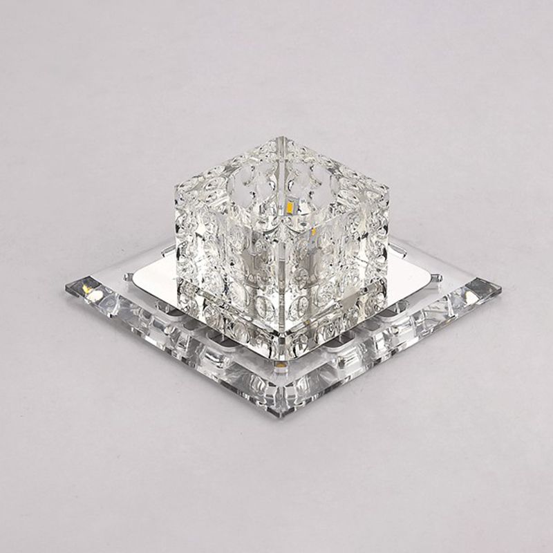 Cubic Corridor Flushmount Light Clear Crystal Modern Surface Mounted Led Ceiling Light
