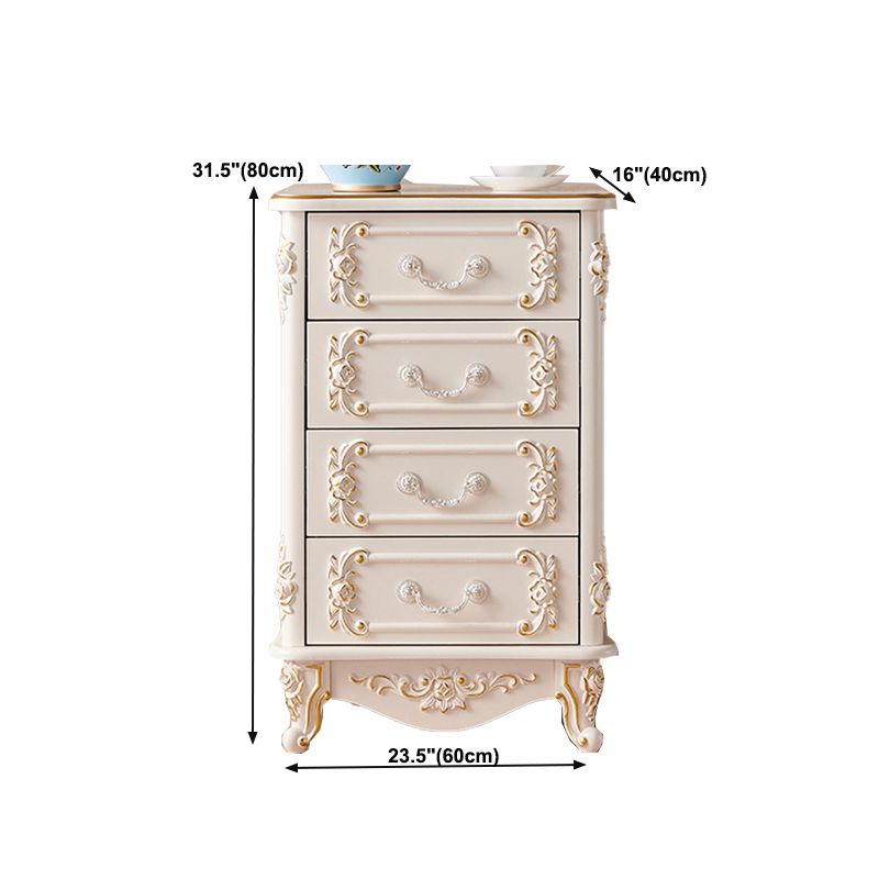 Glam Storage Chest White Artificial Wood Storage Chest Dresser with Drawers and Doors