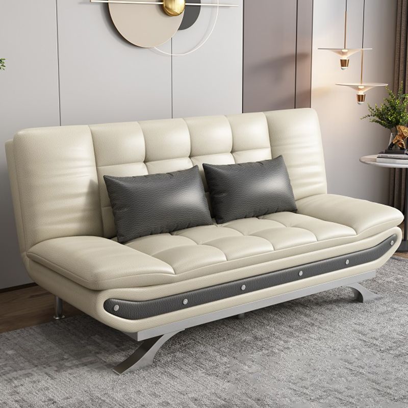 Living Room Stain-Resistant Faux Leather Couch 2-seater Tufted Back Sofa