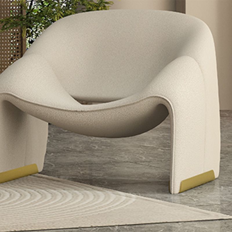 Scandinavian Arm Chair Solid Color Sloped Arms Sled Fixed Back Accent Armchair