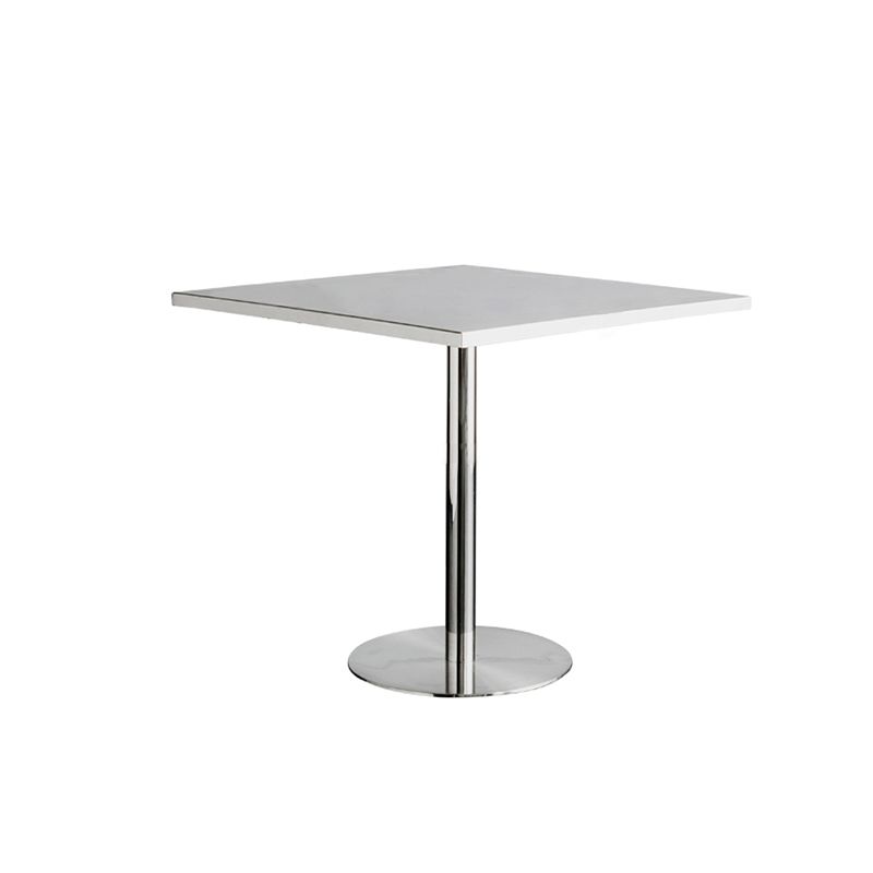 Mesa de comedor con astillas de metal Mesa de comedor de acero inoxidable con base de pedestal