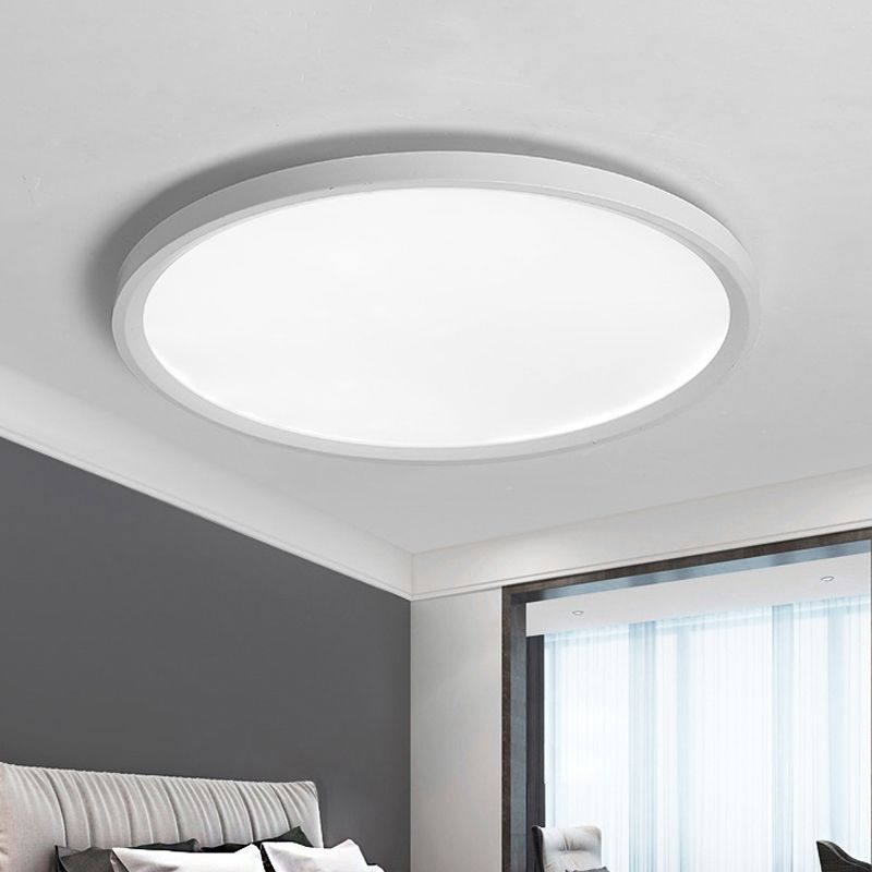 Minimalist White Disc Flush Light 16"/19.5"/23.5" Dia Super Thin Acrylic LED Ceiling Lamp in Warm/White Light/Remote Control Stepless Dimming