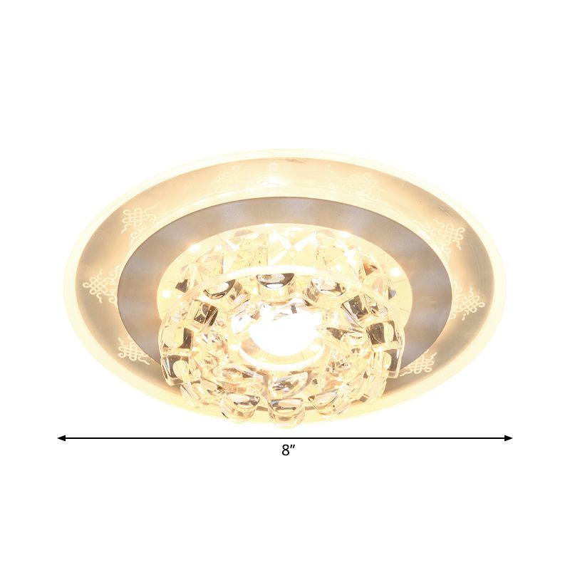 Beveled Crystal Round Ceiling Lighting Contemporary LED Flush Mount Lamp in Chrome