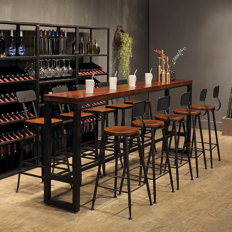 Contemporary Rectangle Bar Table Solid Wood Bar Dining Table with Trestle Base