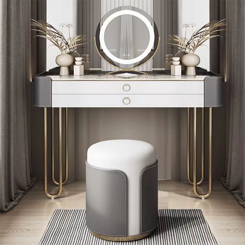 Bedroom Make-up Vanity Luxurious 2-Drawer Vanity Desk with Stool